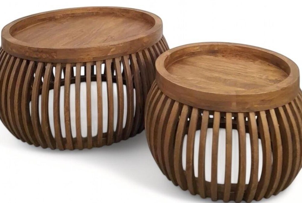 Salontafel set mangohout rond