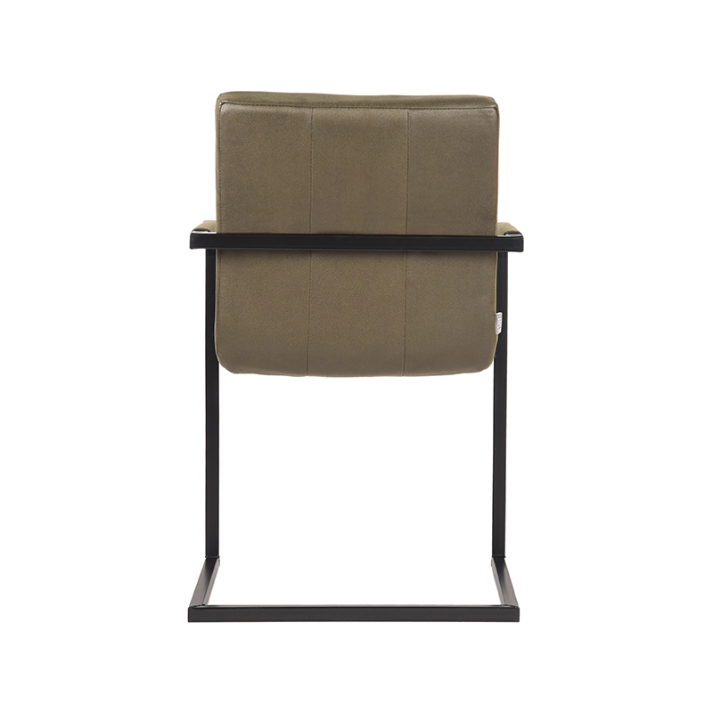LABEL51 Eetkamerstoel Milo - Army green - Microfiber - Black Frame