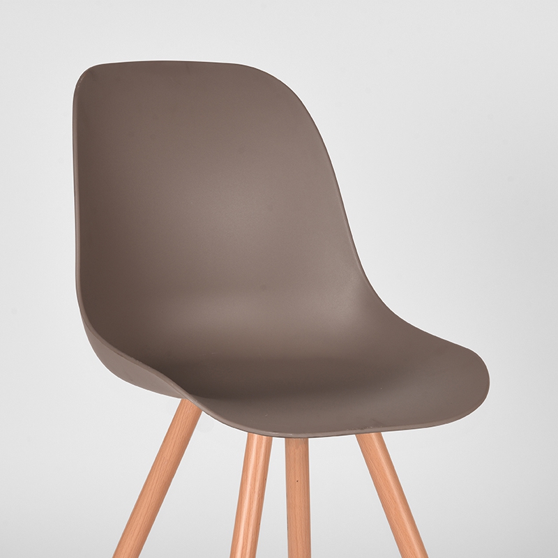 LABEL51 Eetkamerstoel Rimini - Coffee - Kunststof - Oak Metal Woodcover