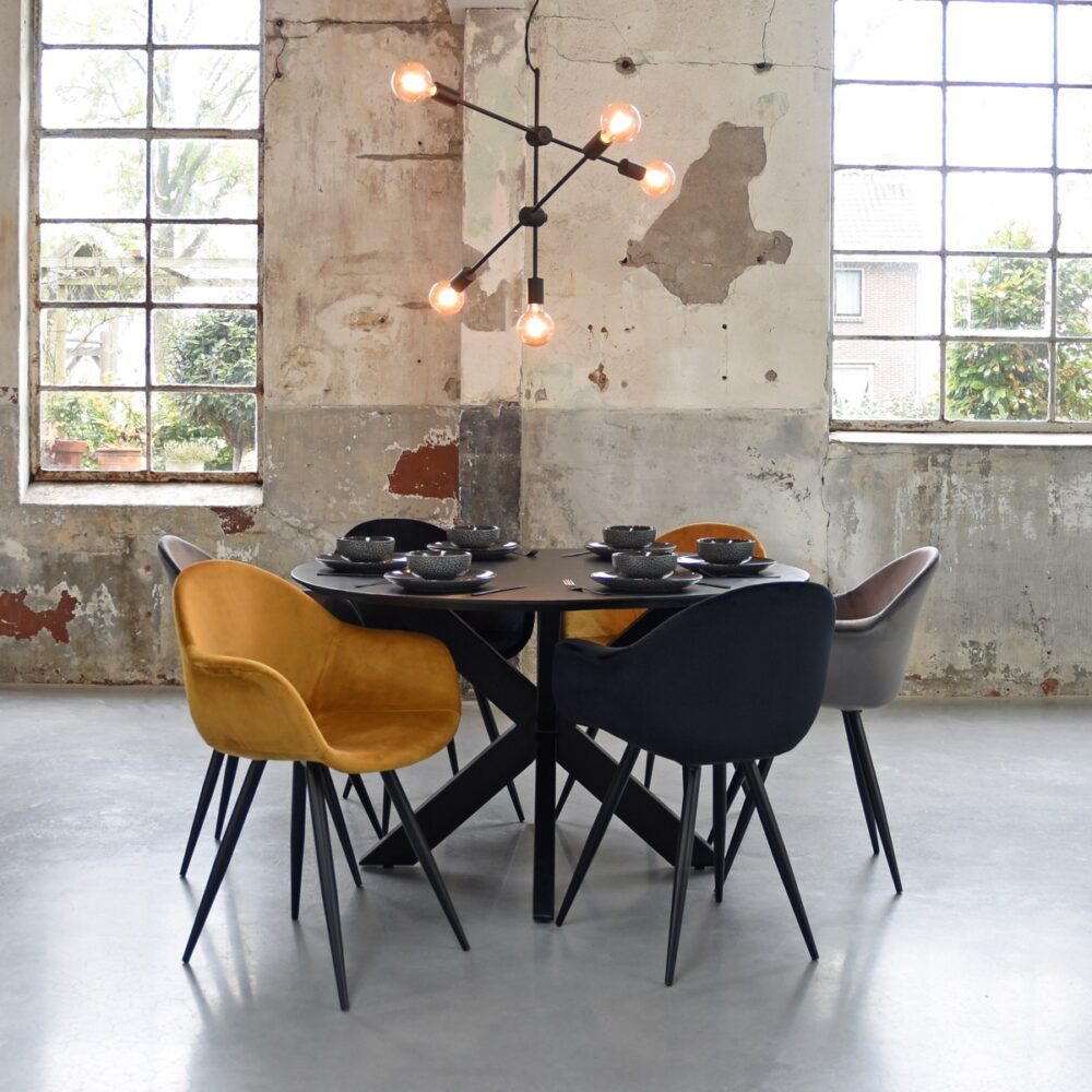 LABEL51 Eetkamerstoel Forli - Zwart - Fluweel - Black Frame