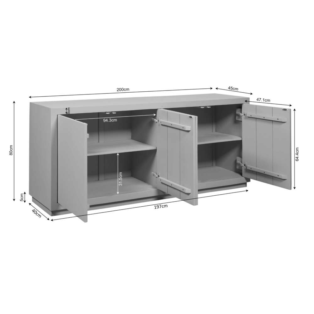 Dressoir Brussel - 200 cm - Starfurn - Bruin - Afbeelding 4